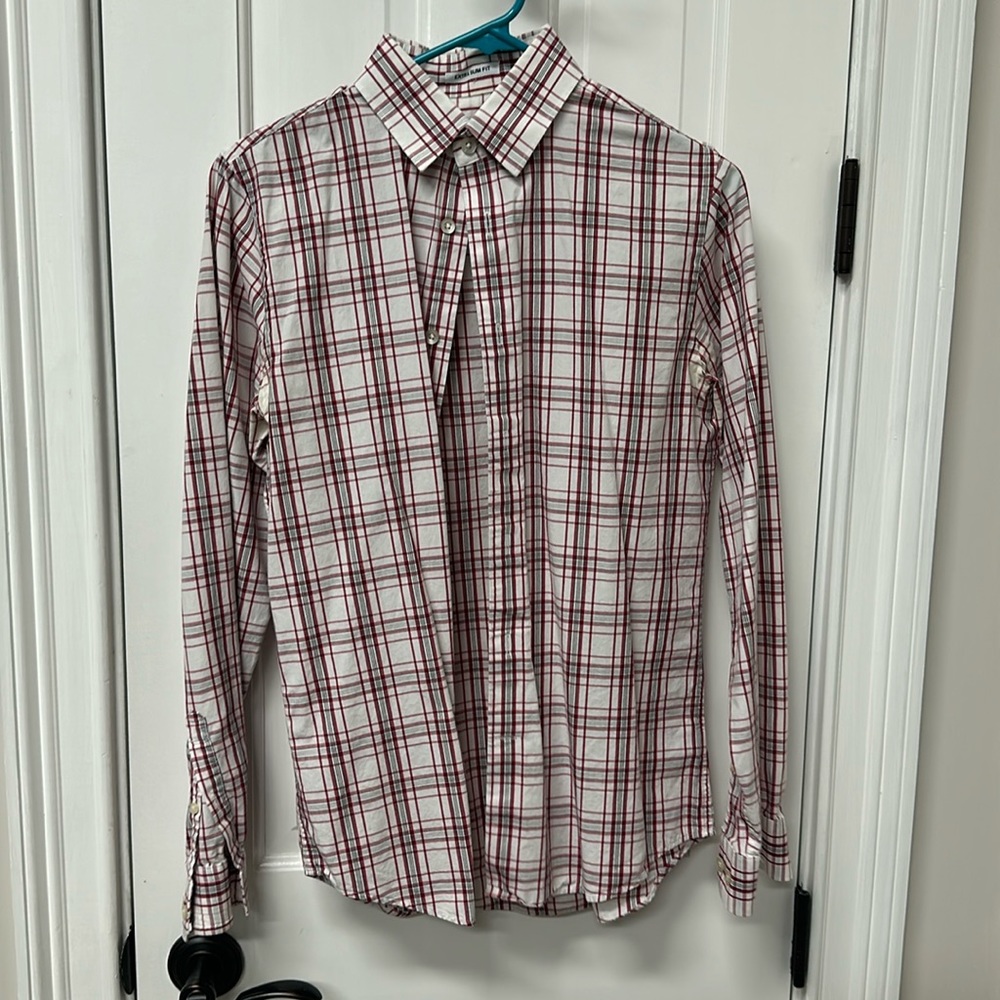 Express Extra Slim Fit Red Plaid Button Up